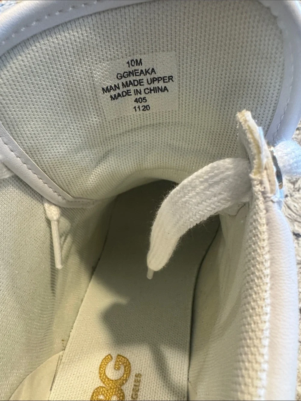 GBG Los Angeles White Quilted High-Top Sneakers with Gold G Accent